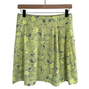 Title Nine Breeze Pleated Mini Skirt Lime Green & Blue Floral Med